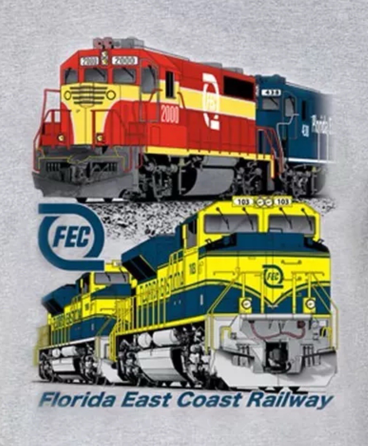 Florida East Coast Railway FEC Authentic Railroad T-Shirt Tee Shirt – Size XL