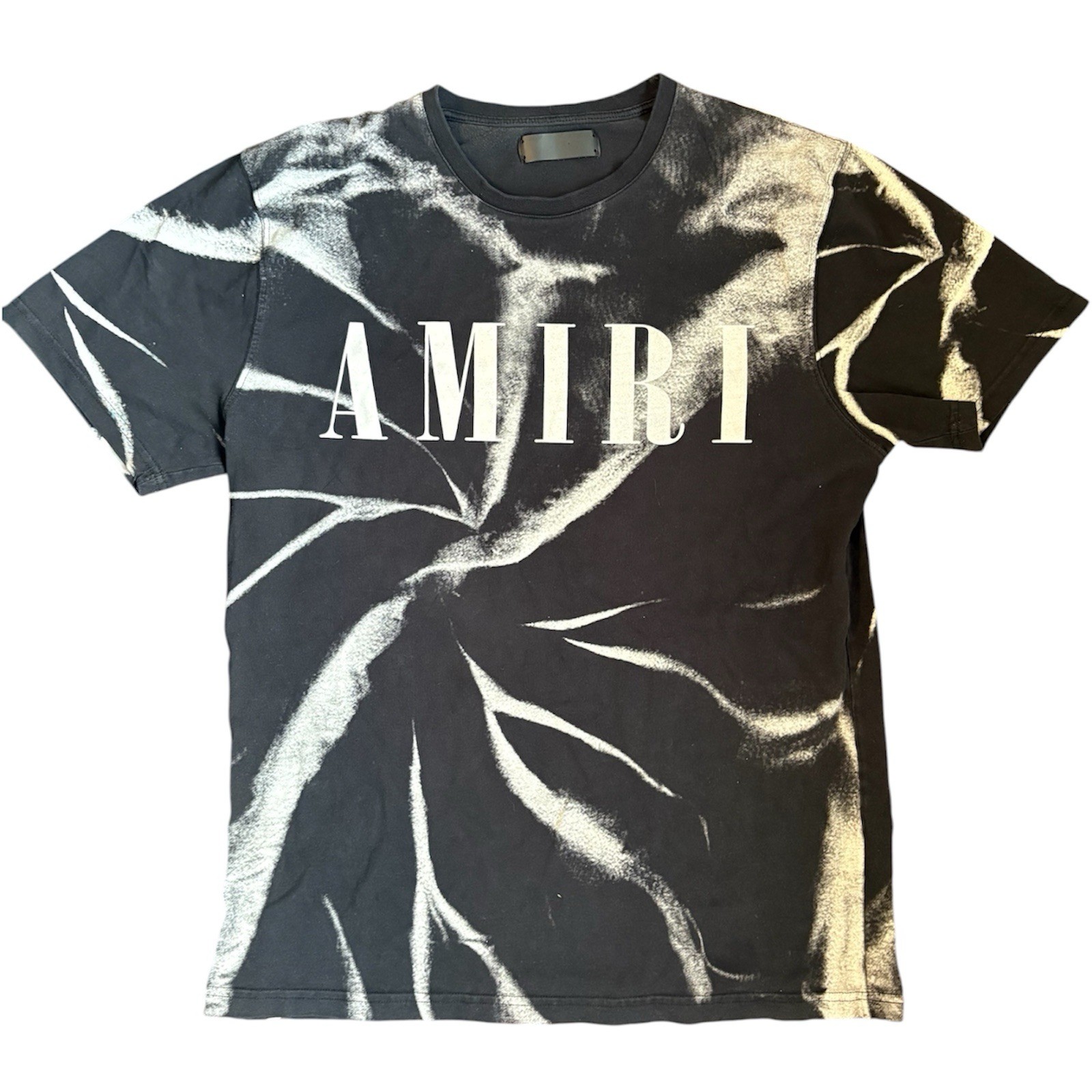 Amiri Logo Statement Tie-Dye Black And White T-Shirt Size M