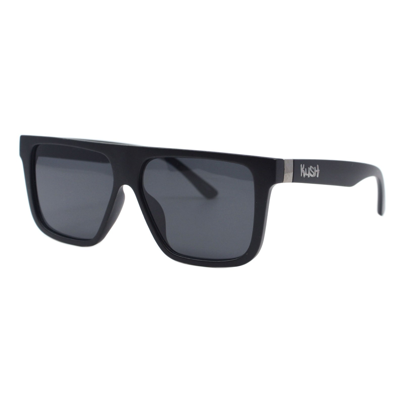 Kush Sunglasses Men’s Retro Flat Top Square Frame UV400 Black Lens