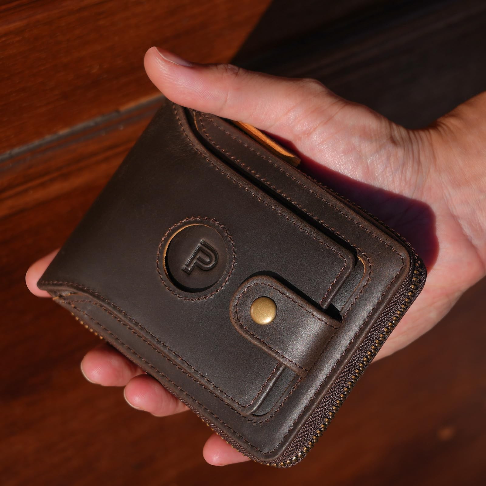 Polare Full Grain Leather Wallet for Men Bifold RFID Blocking Cash Credit Car…
