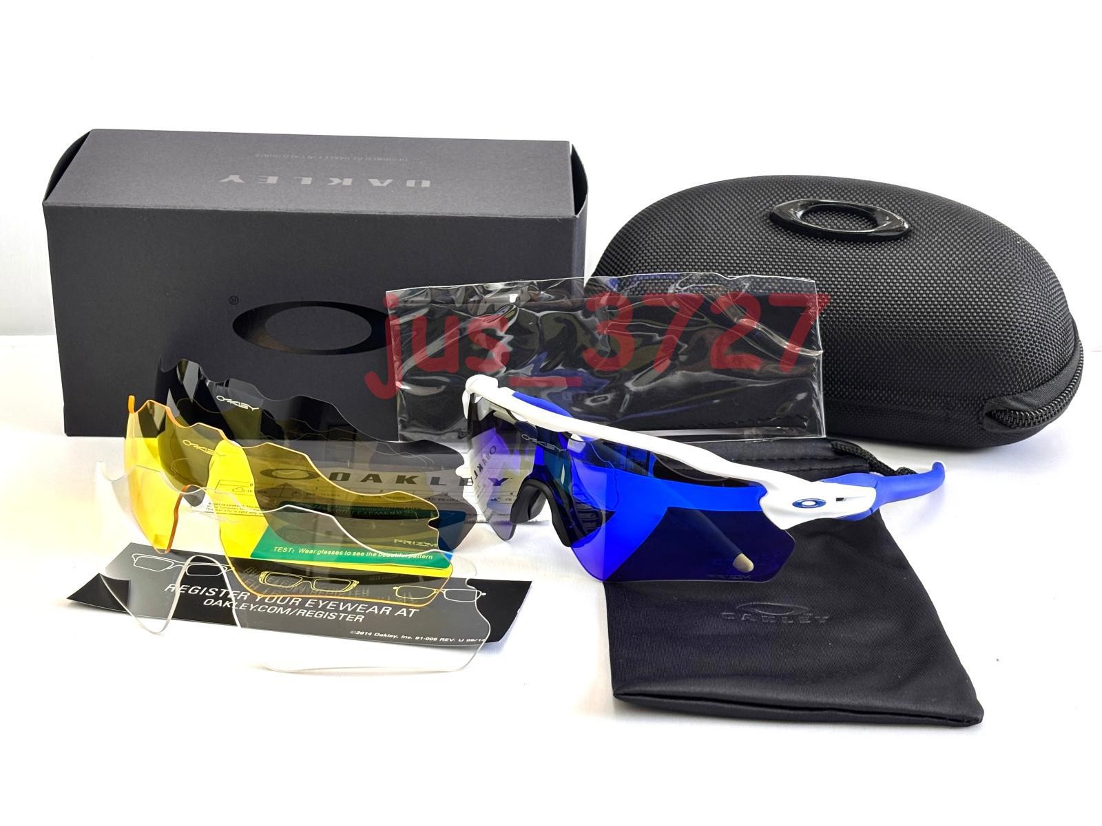 Oakley Radar EV Patn OO9208 Sunglasses white& Blue Frame Foot Blue Polarization