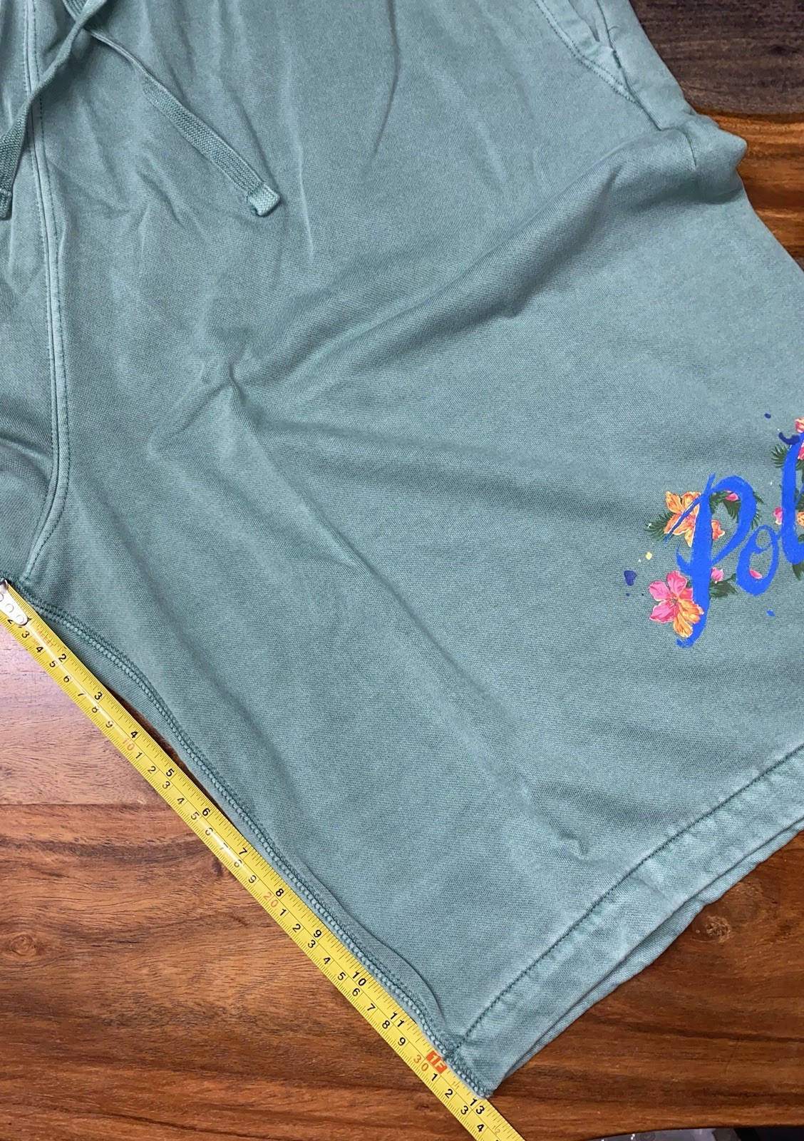 POLO RALPH LAUREN Men’s Big & Tall Hawaiian Floral Logo Fleece Green Shorts 3XLT