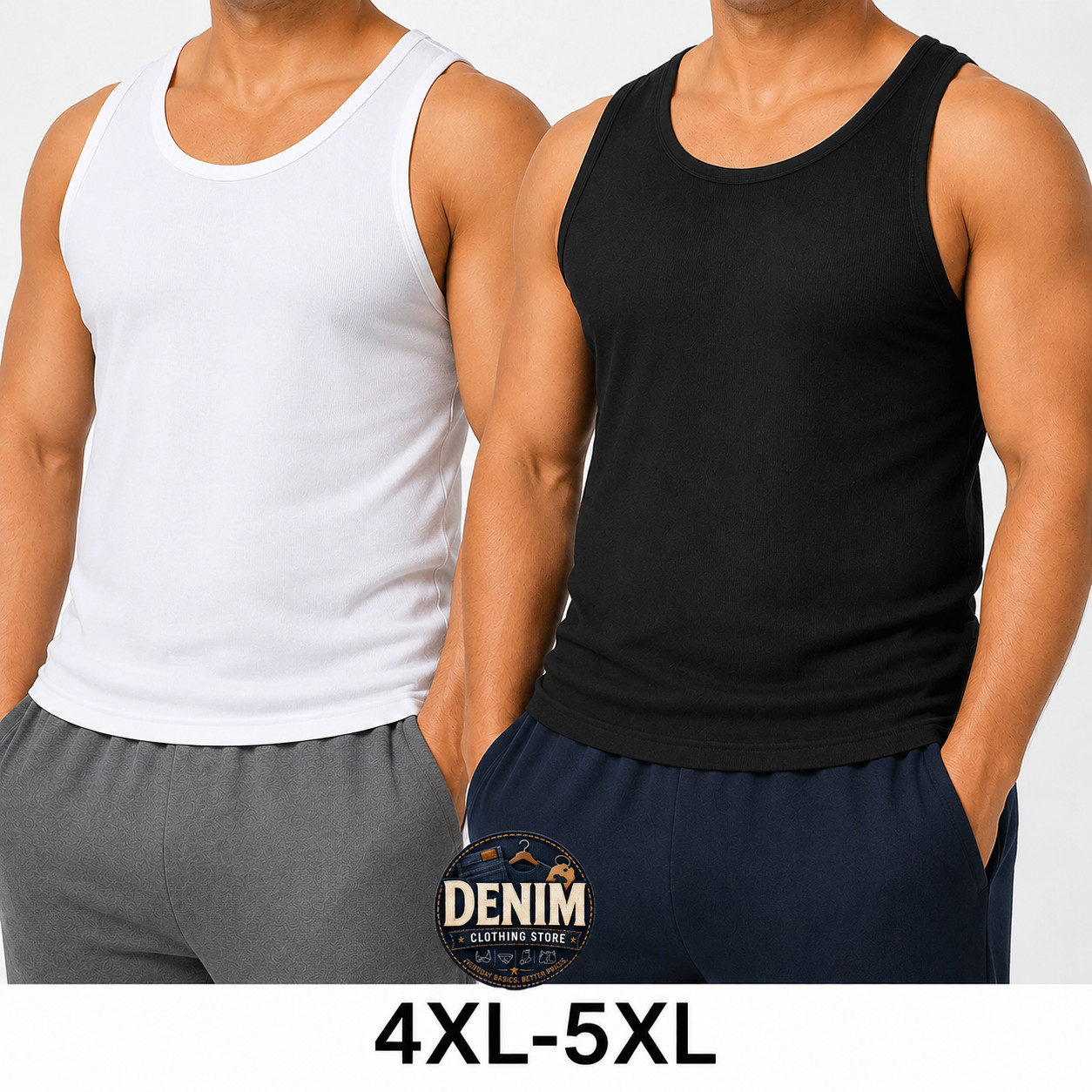 4XL-5XL Men’s A-Shirt 6 Pack Lot Tank Top Cotton Wife Beater Ribbed Undershirt