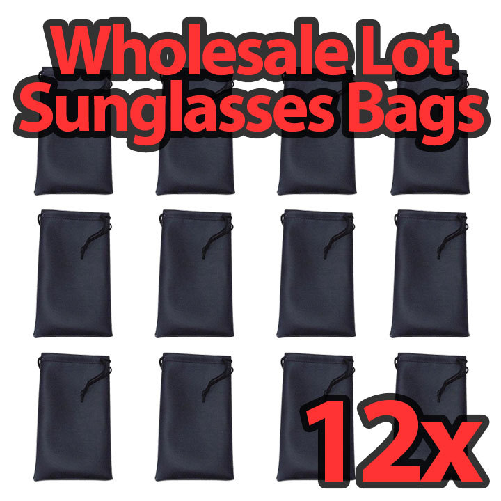Sunglasses Drawstring Microfiber Bag Case Pouch – 12 PIECE WHOLESALE LOT