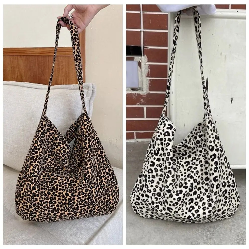 Printed Leopard Print Handbag Large Capacity Tote Bag Canvas Crossbody Bag Korea
