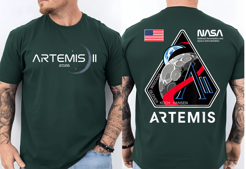 Artemis II Launch to The Moon Space Mission 2026 Front and Back T-Shirt