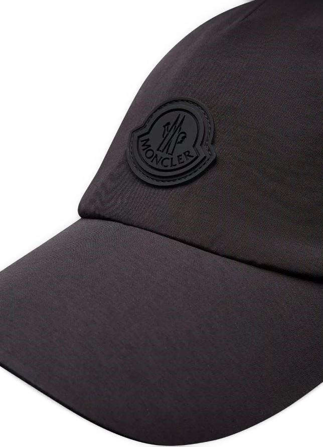 NEW MONCLER BLACK TECHNICAL NYLON SILICONE LOGO BASEBALL CAP HAT SMALL