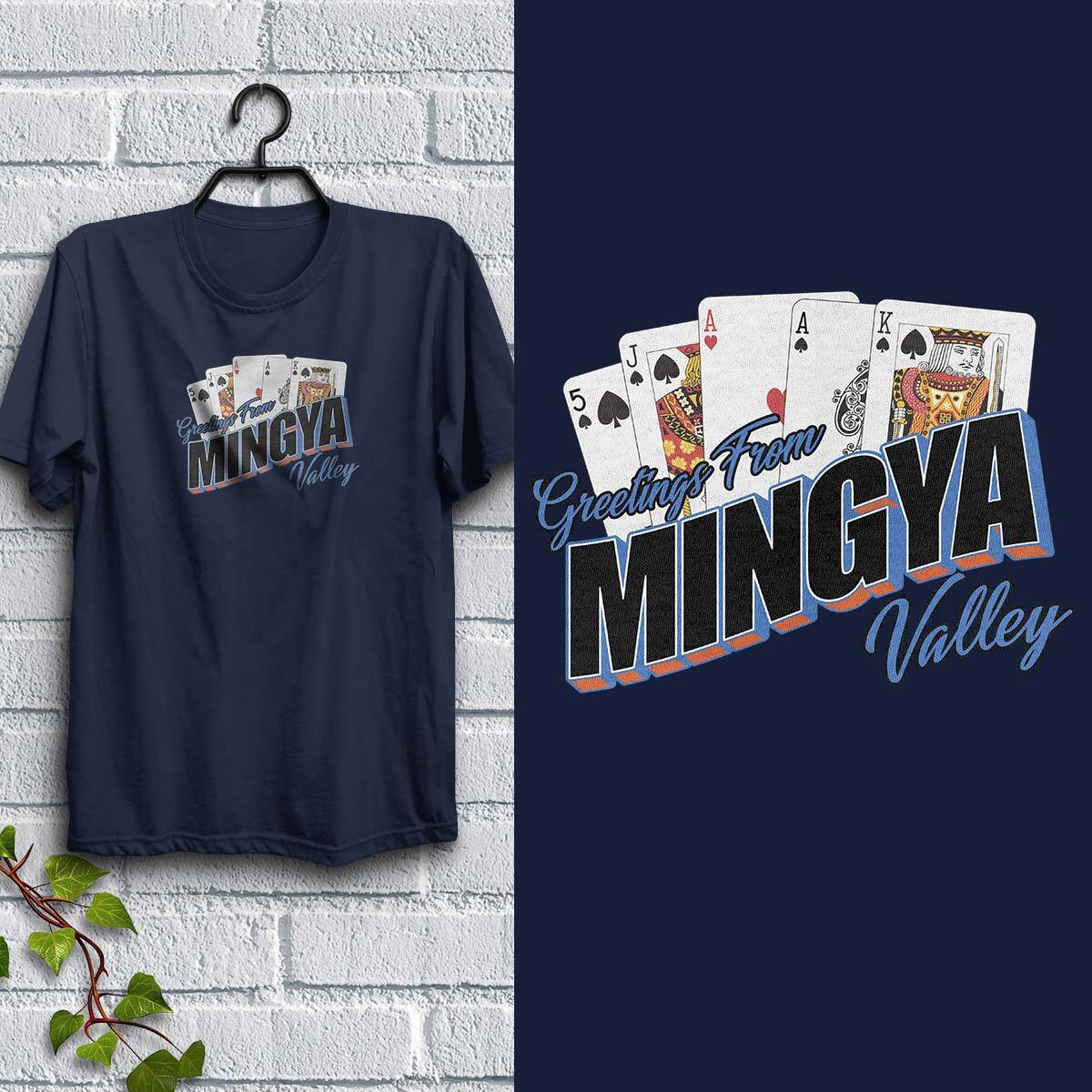 Mingya Valley T-Shirt, Adult Unisex Navy Blue, 100% Cotton, S – XXL