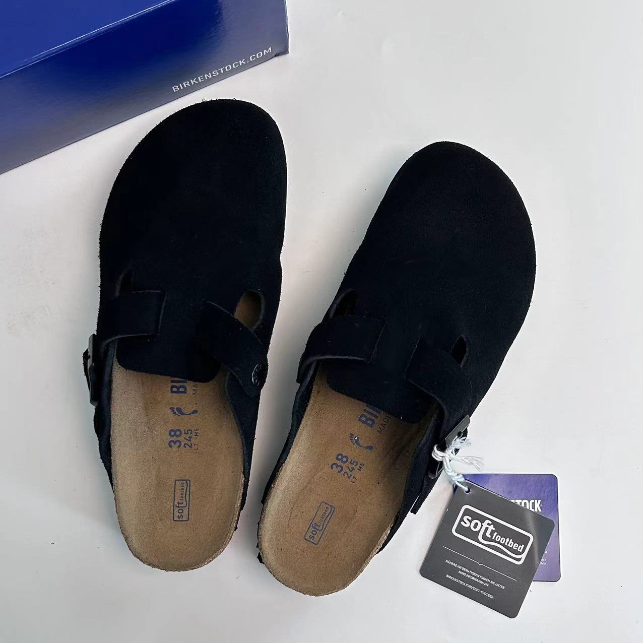 New w/box Birkenstock Boston Suede Leather Soft Footbed Unisex Shoes-All Colors