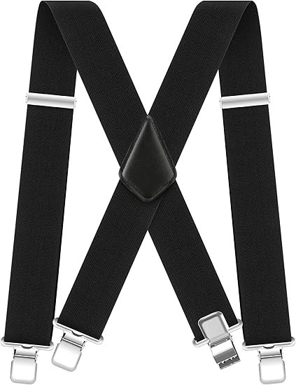 Ultrashang Mens Work Suspenders 2 Inch Wide Clips (Black)