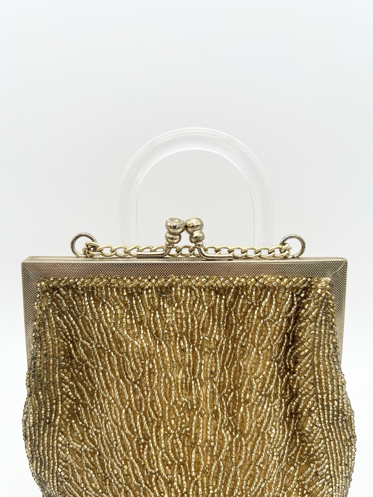 Vintage Walborg Gold Beaded Evening Purse Hong Kong Cocktail Handbag