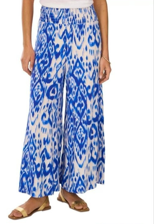 $69 Vince Camuto Women’s Smocked-Waist Pull-On Wide-Leg Pants Royal Blue Azure