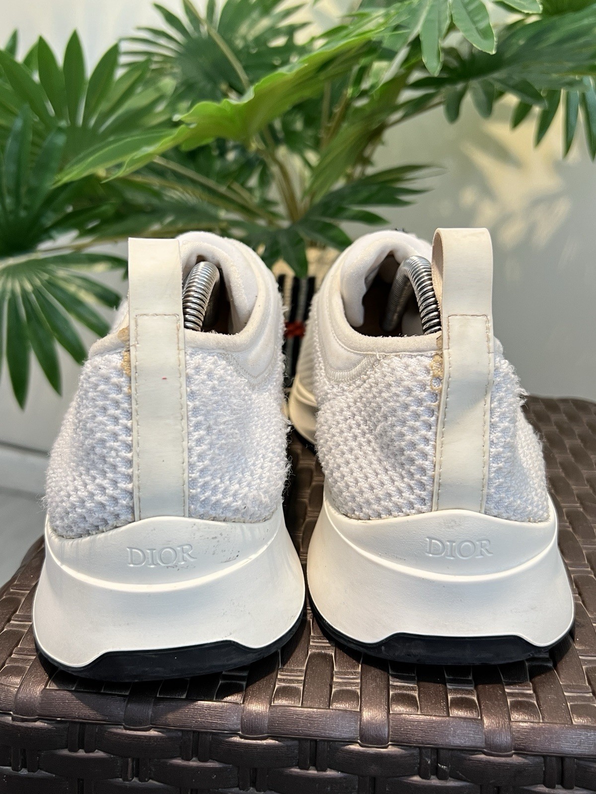 Dior B25 White Knit Fabric Slip-On Sneakers EU 42 || US 9