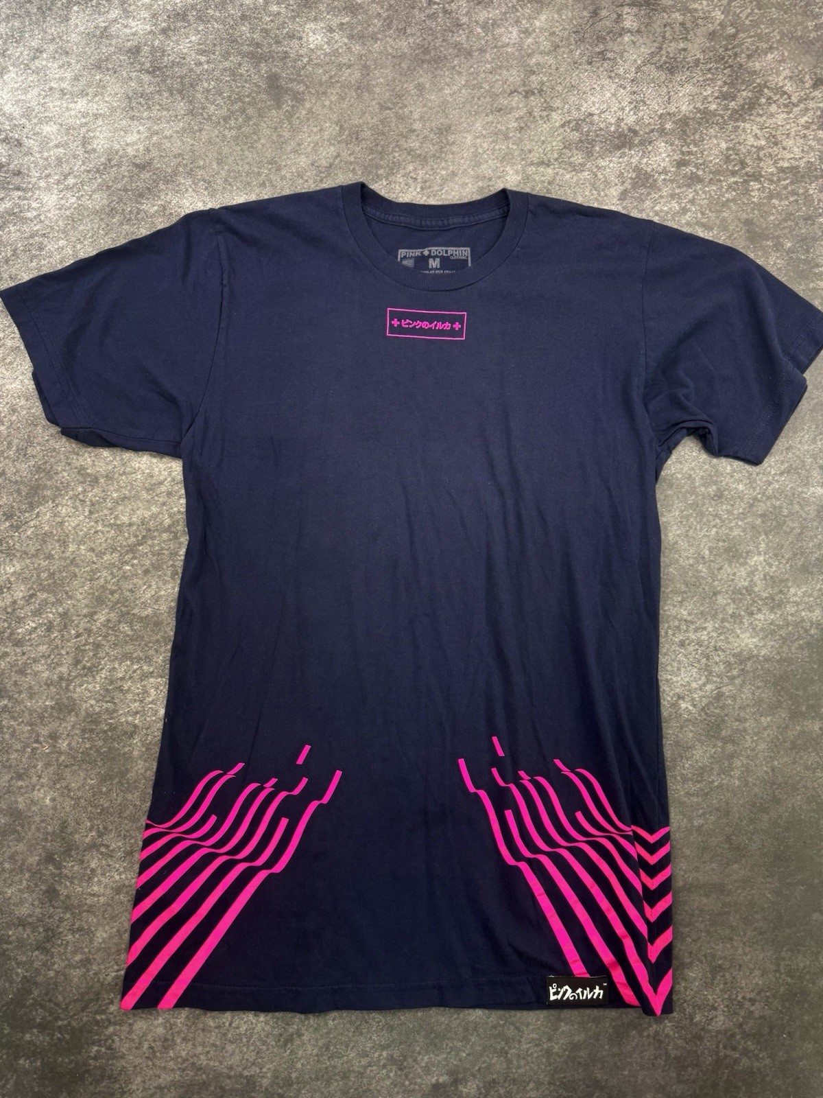 Pink Dolphin Blue T-shirt Mens Size Medium M Logo Graphic Print Crew Neck