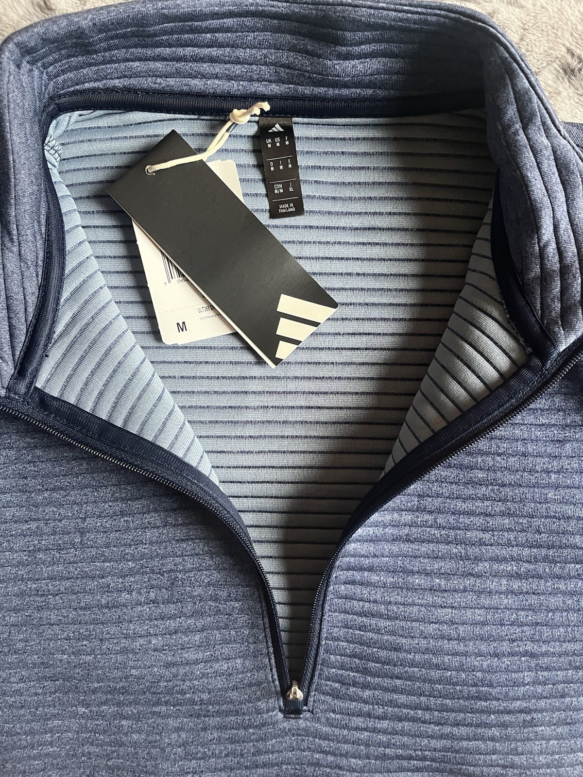 ADIDAS ULTIMATE365 DWR TEXTURED QUARTER-ZIP PULLOVER SWEATER Medium Blue Col NWT