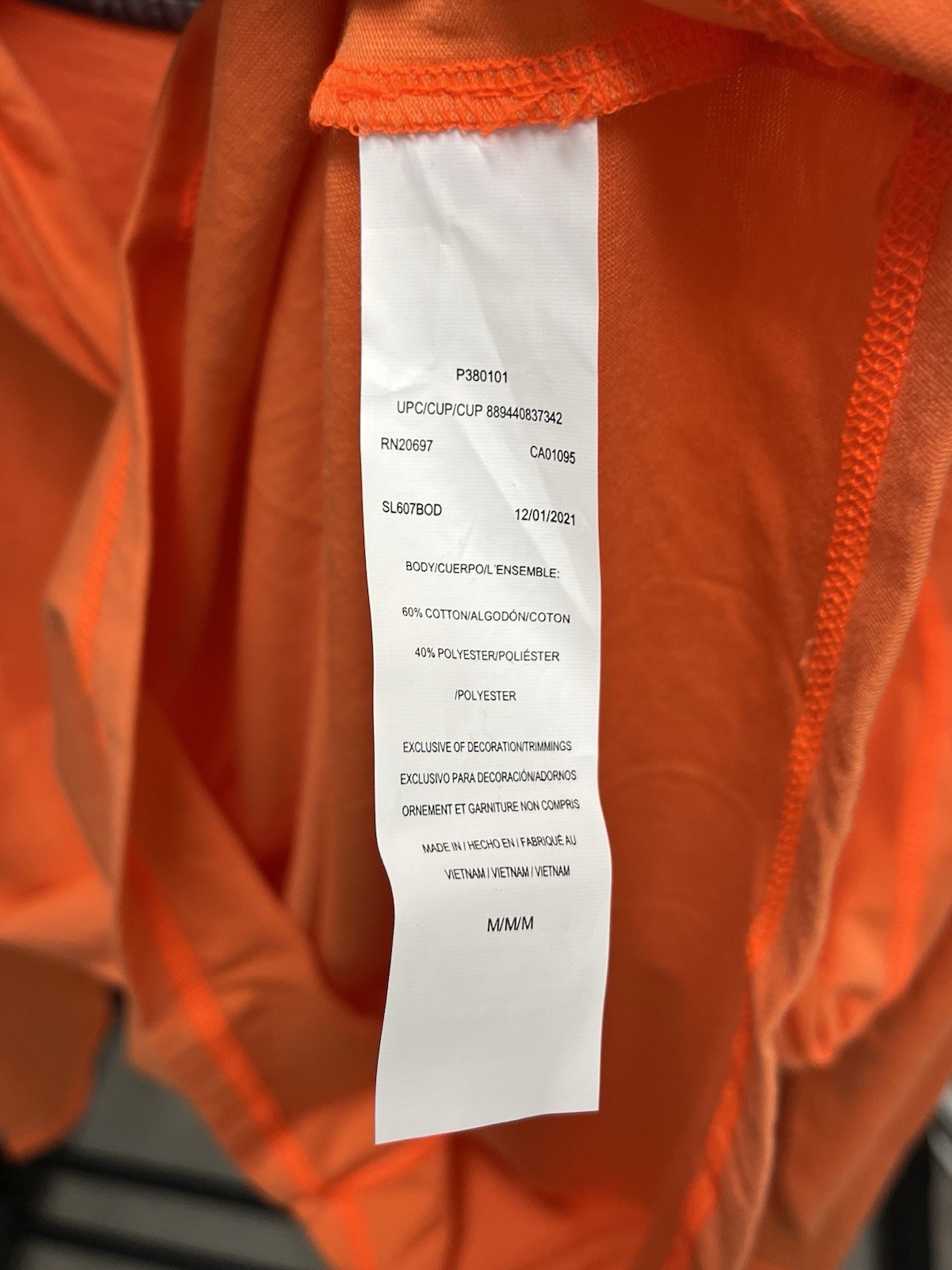 Dickies Temp-iQ Performance Sun Shirt UPF 40+ Bright Orange Hood Medium NWT
