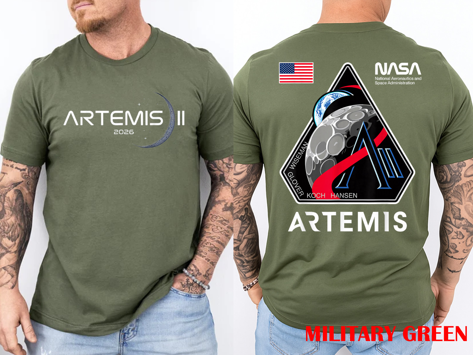 Artemis II Launch to The Moon Space Mission 2026 Front and Back T-Shirt