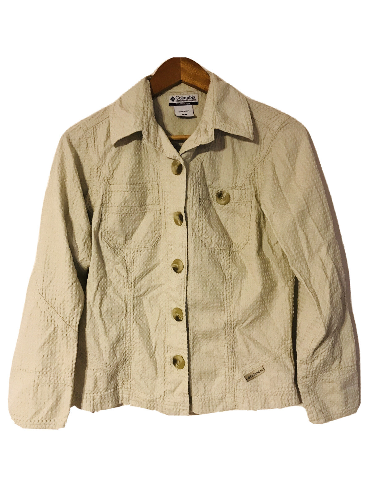 Columbia Womens Small Natural Color Button Top Shirt 100% Cotton