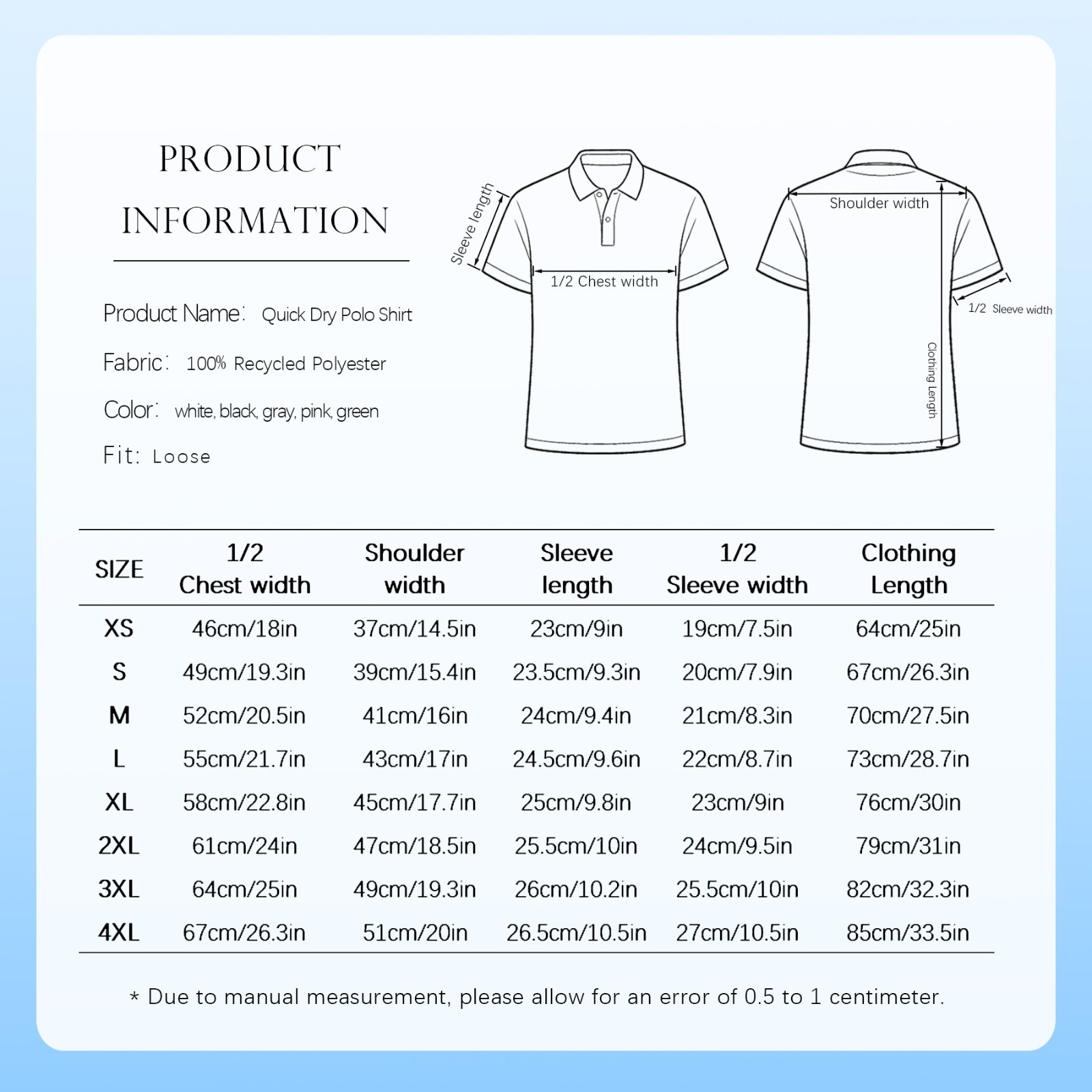 Men’s Quick Dry Polo Shirt UPF 50+ Moisture Wicking Performance Sport Golf Polo