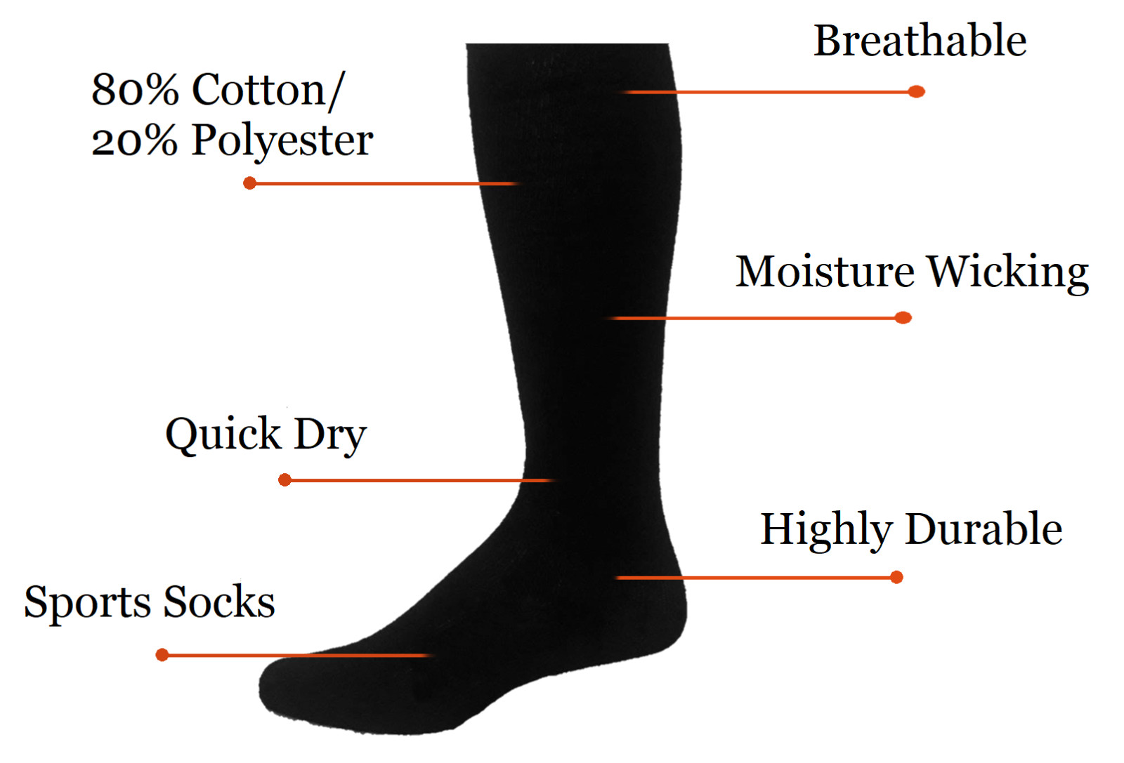 Knee High Long Athletic Sports Socks – Football, Soccer, Baseball