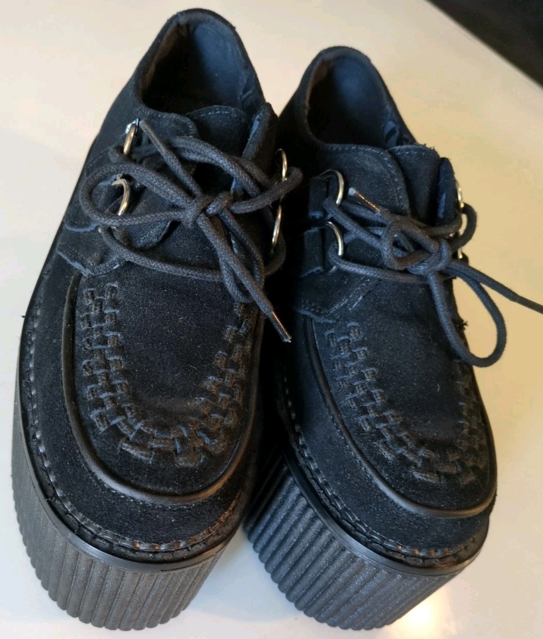 T.U.K. Black Leather Creepers Platform Bone Sole Goth Punk Shoes US Size M5 / W7