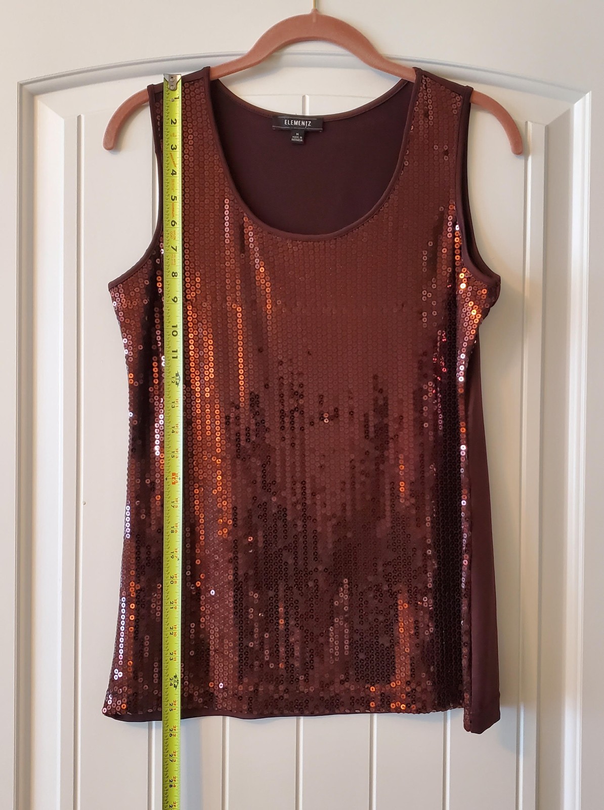 WOMENS SEQUIN BROWN BLOUSE in SIZE MEDIUM by ELEMENTZ-SLEEVELESS