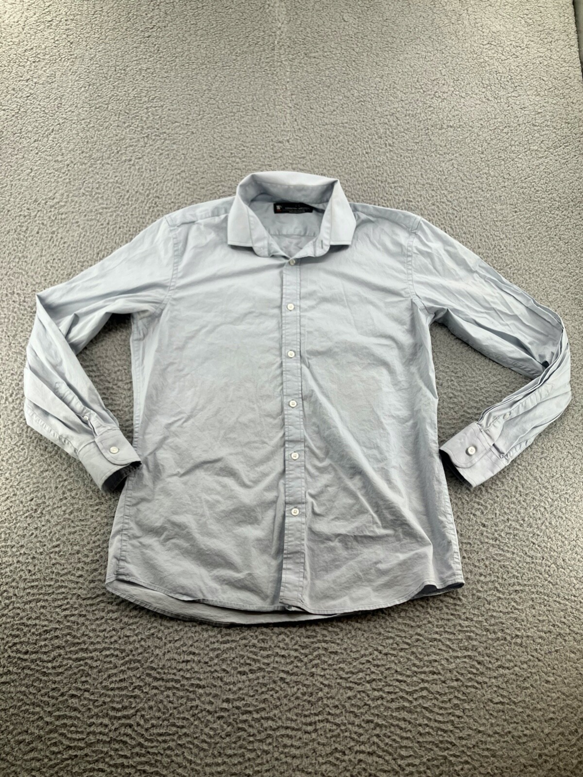 Combatant Gentlemen Shirt Mens 16.5 Gray Slim Fit Button Up Long Sleeve Adult