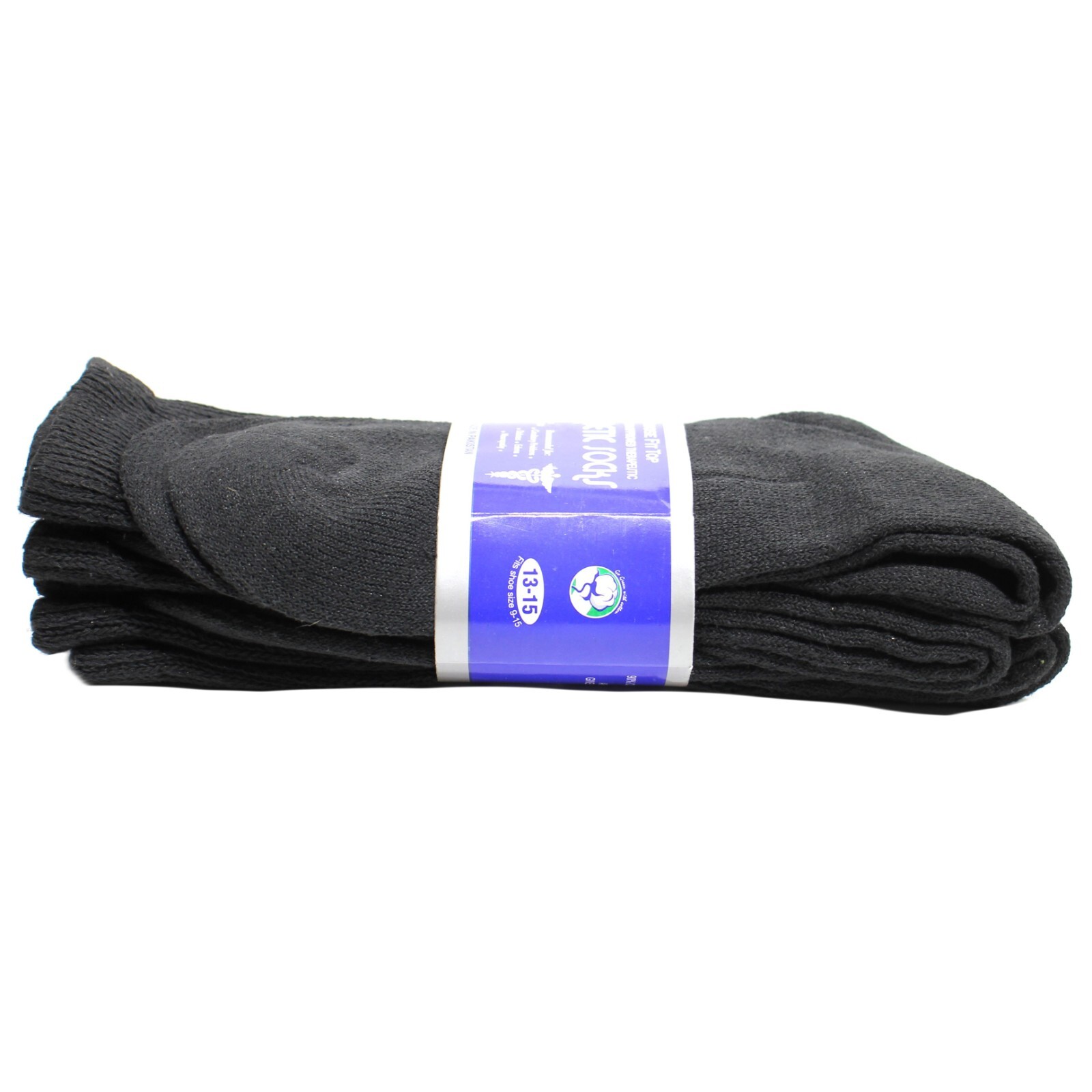 Weitzner Men’s Black Diabetic Crew Mid Socks 3 Pair Loose Fit Top 13-15 XL
