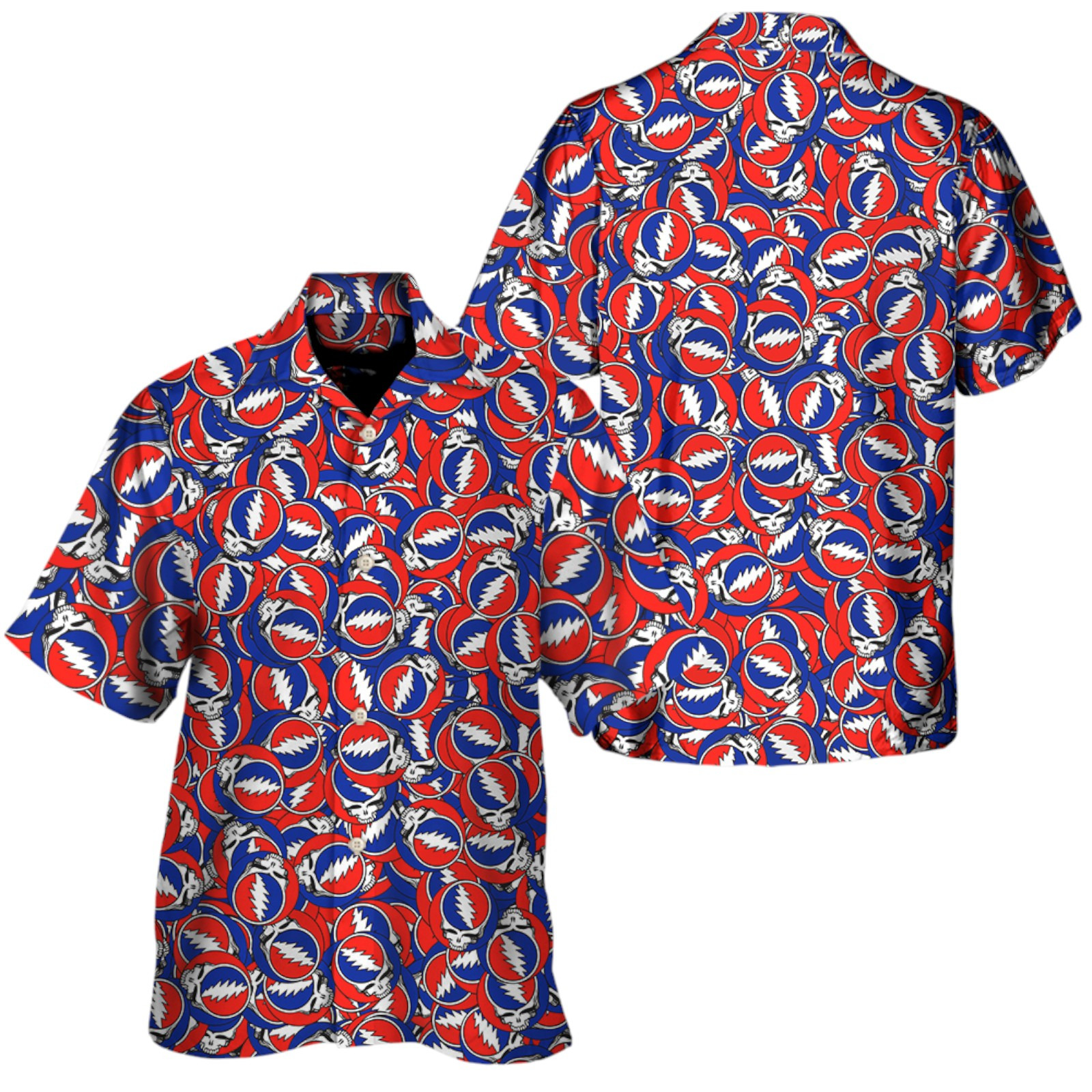 Seamless Grateful Dead Patttern All Over Print 3D Unisex Hawaiian Shirt And Bea