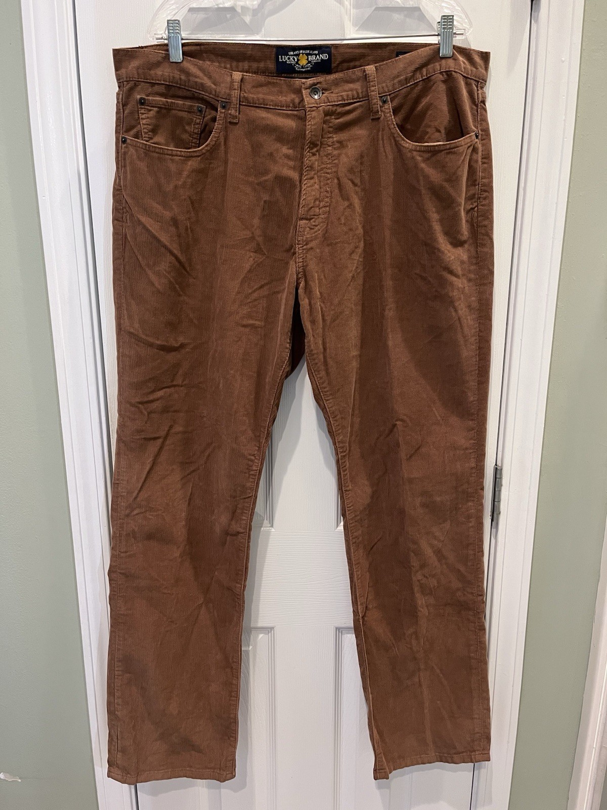 Lucky Brand Pants Mens 38×32 Brown Corduroy 221 Original Straight Leg Y2K