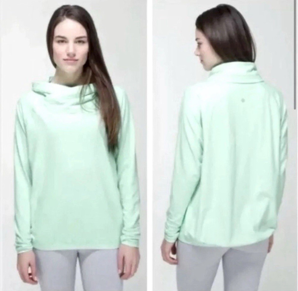 LULULEMON Healthy Heart Pullover Hoodie Sweatshirt Sz 10 Fresh Teal Mint Green