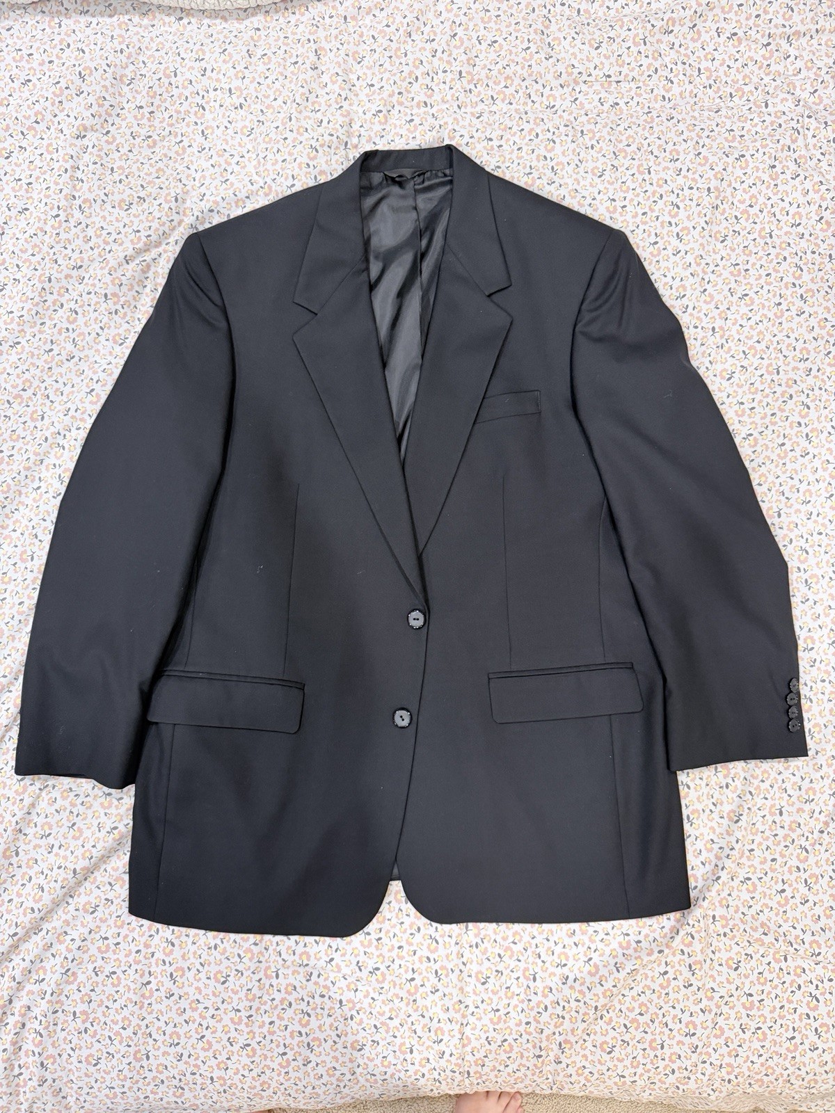 Bella Collection Wool Black Solid Blazer Single-Breasted 2Btn EU 54