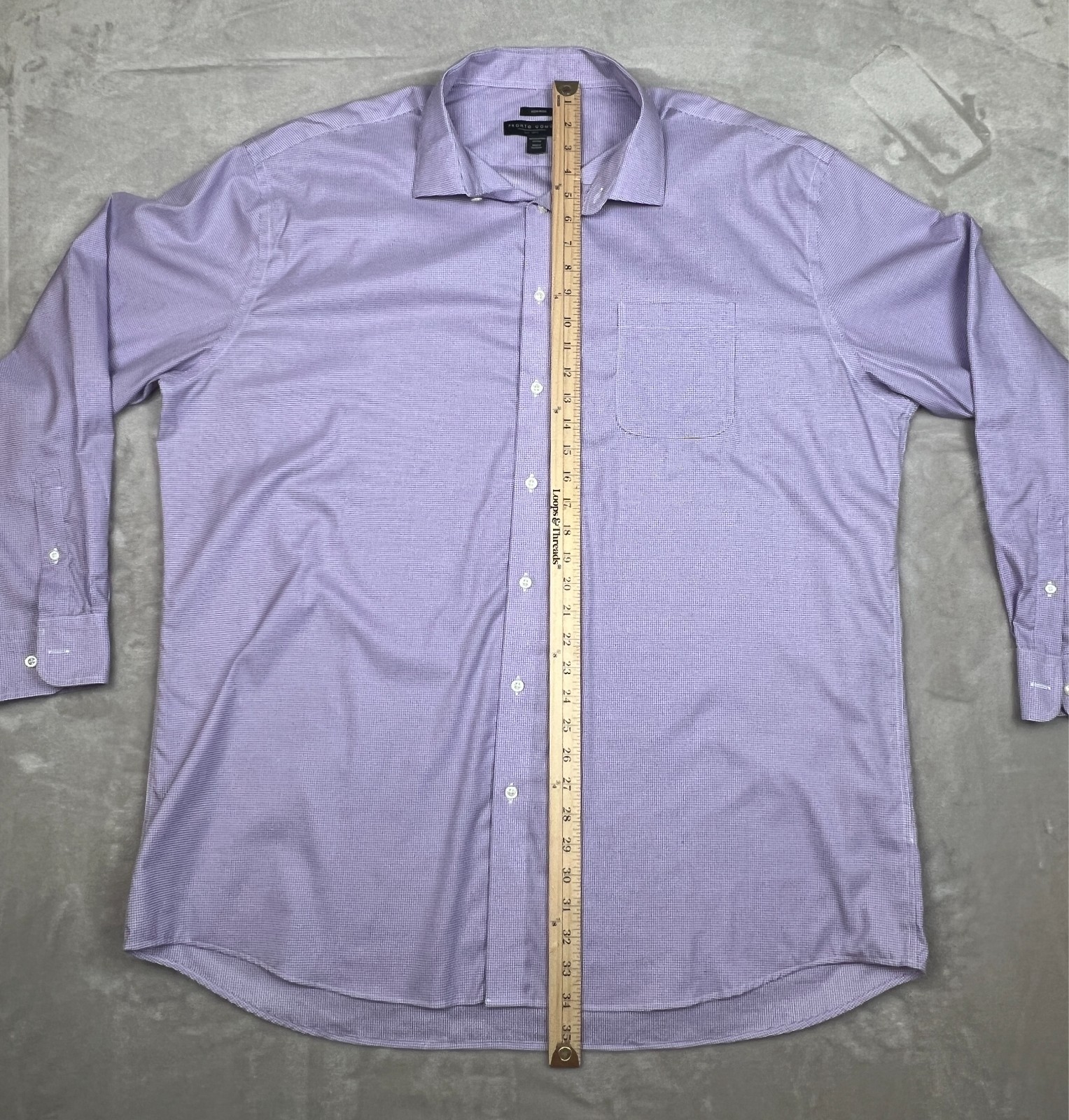 Pronto Uomo Mens Purple Dress Shirt 19 36/37 Tall Classic Fit Business Work