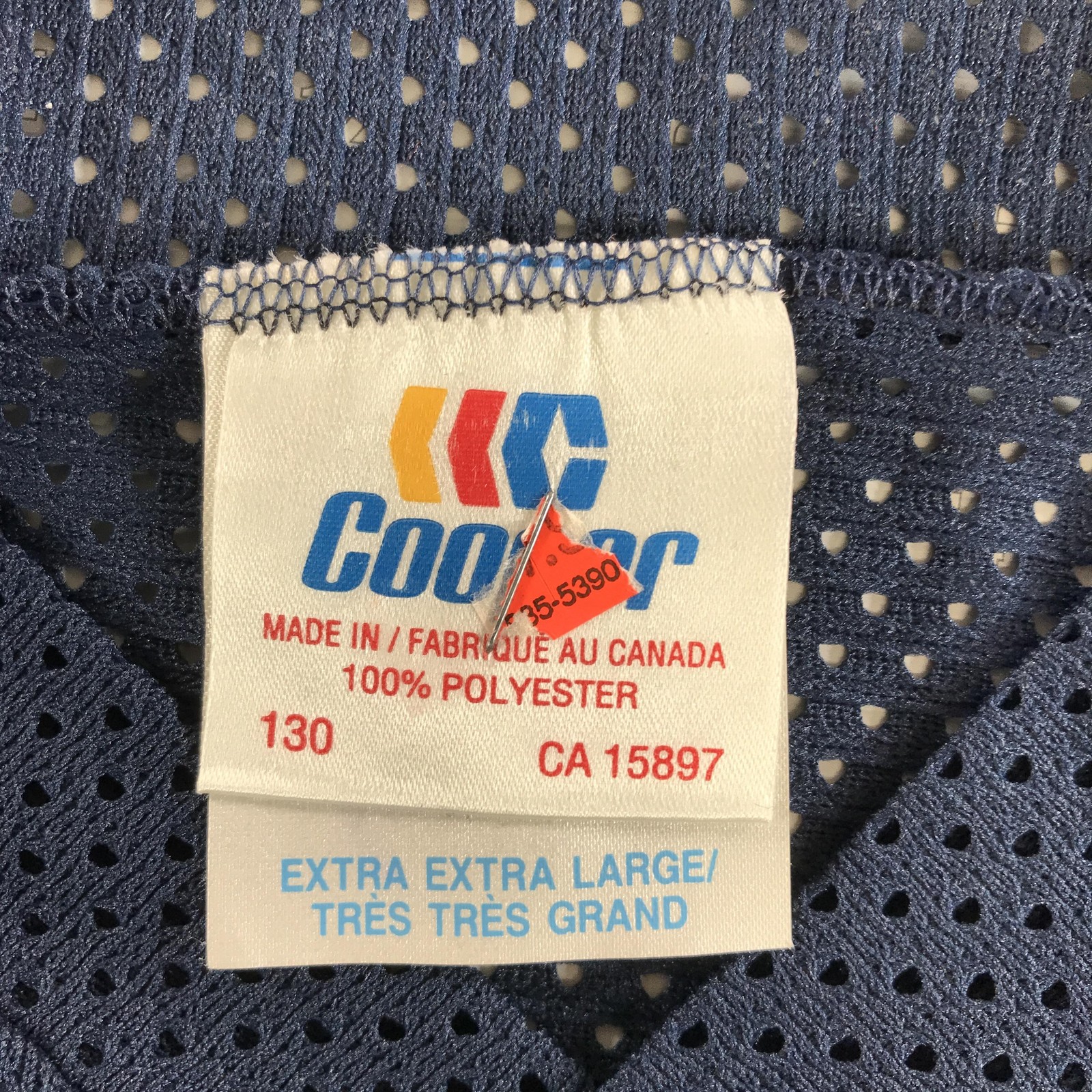 Vintage Cooper Hockey Jersey Mens 2XL Navy Blue Blank Mesh V Neck Canada