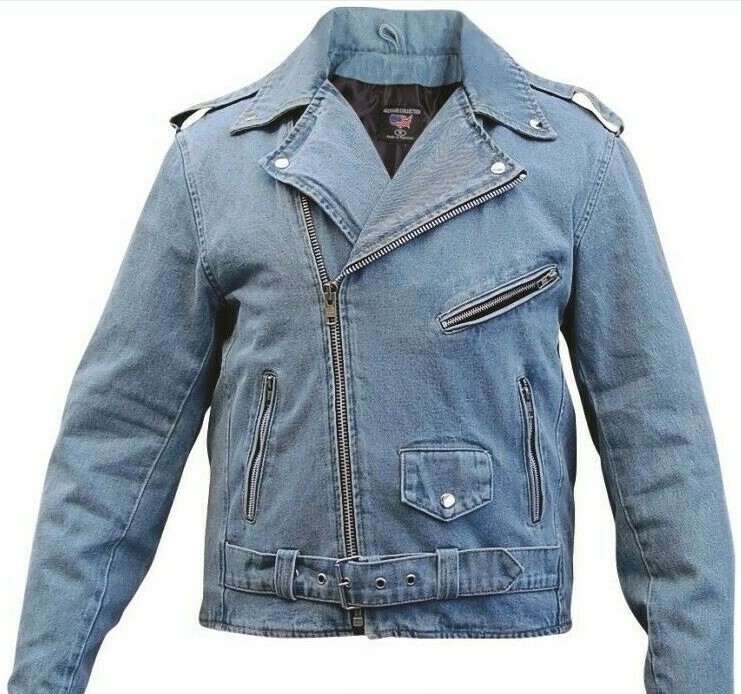 Men’s Blue Denim Motorcycle Jacket