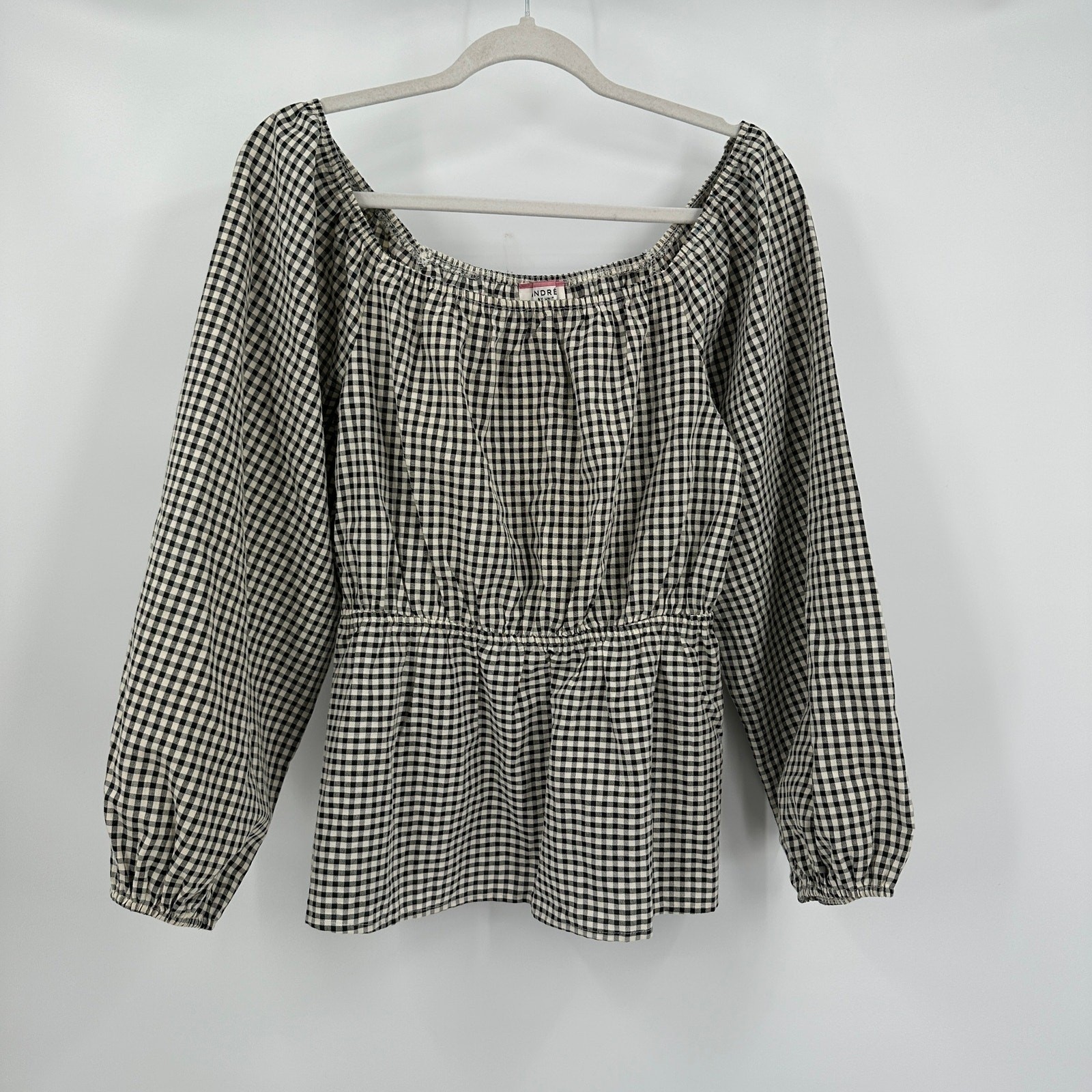 Andre by Unit Womens Cottagecore Gingham Check Top Size S Farmhouse Prairie