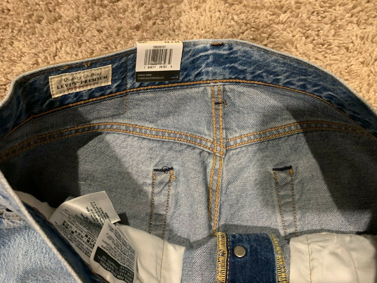 Levi’s Premium 501 ’93 Straight Jeans Young Legend Men’s 32X34 NWT RT$108 0157