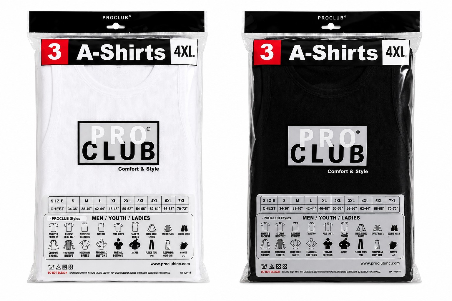 3 PACK PRO CLUB MENS A-SHIRT SIZES (S- 5XL) RIBBED TANK TOP WHITE/BLACK