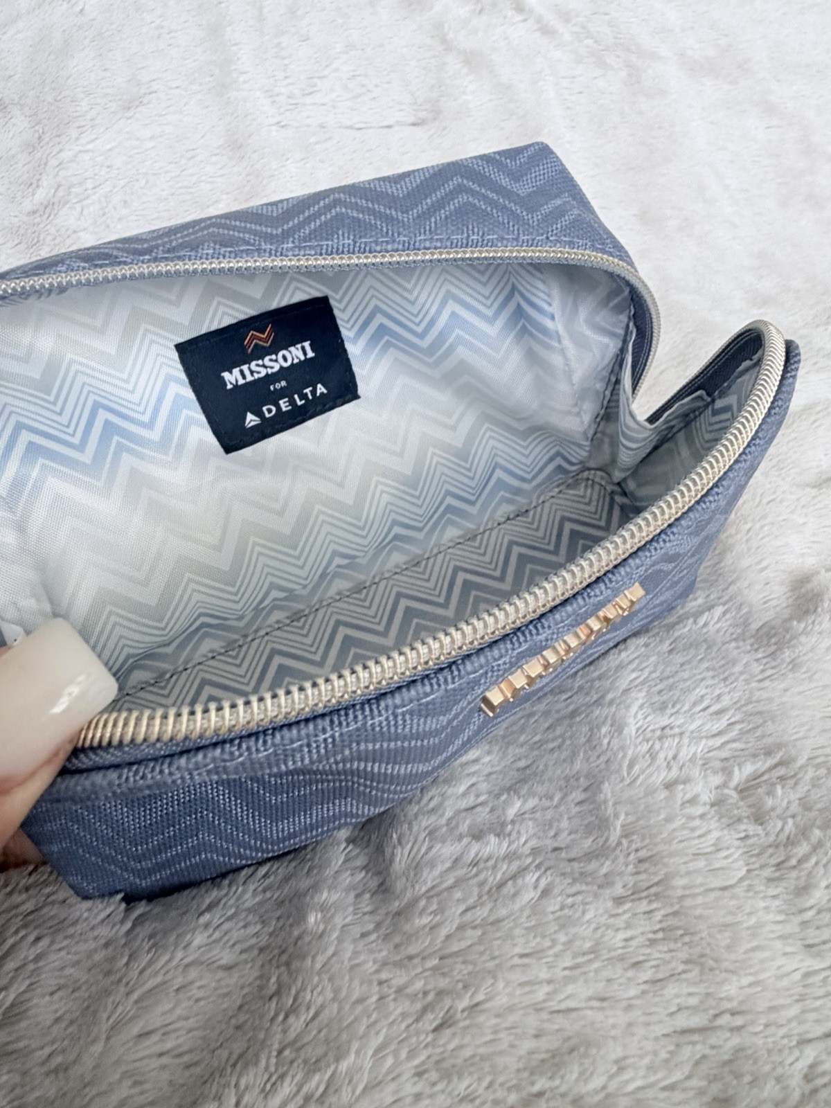 Missoni x Delta One Blue Zig Zag Canvas Cosmetic Pouch