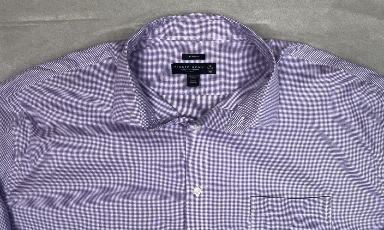 Pronto Uomo Mens Purple Dress Shirt 19 36/37 Tall Classic Fit Business Work