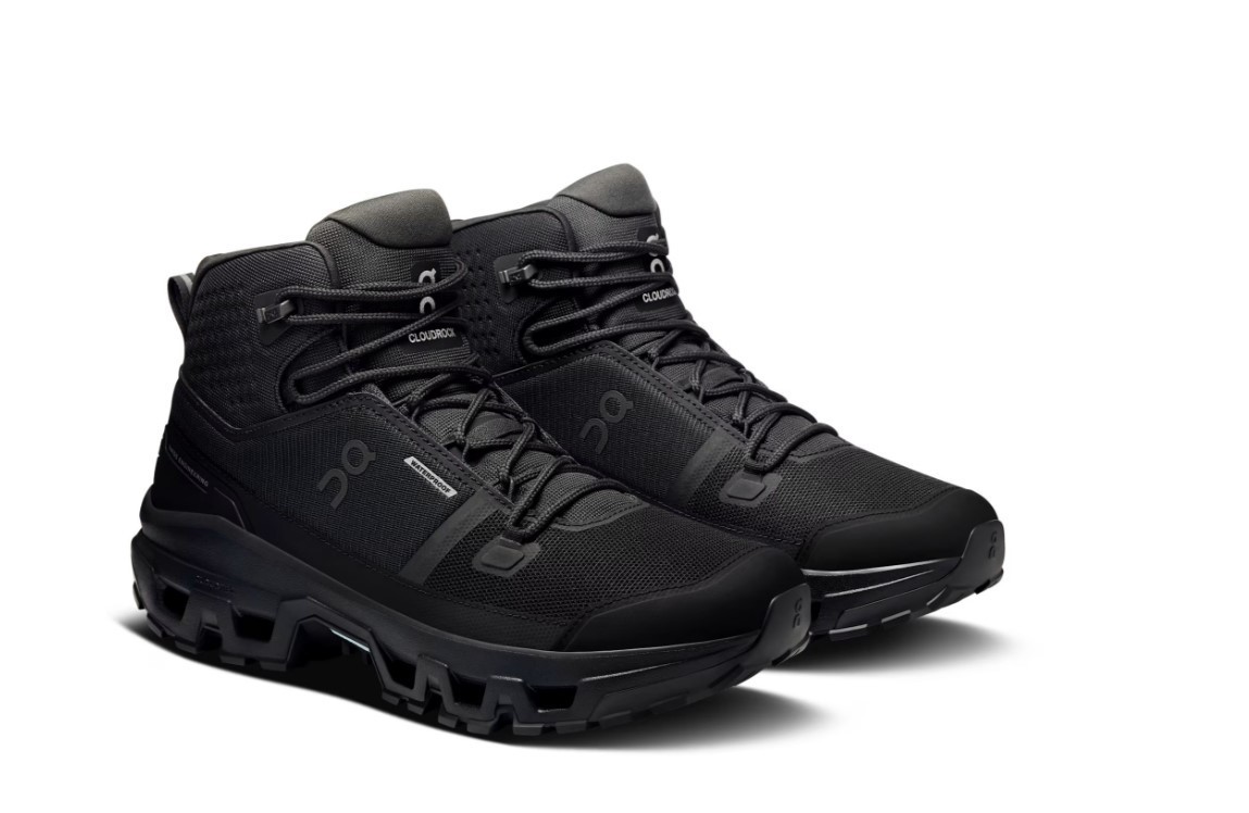 ON Cloudrock Mid Waterproof Hiking Boots Black/Black – Men’s