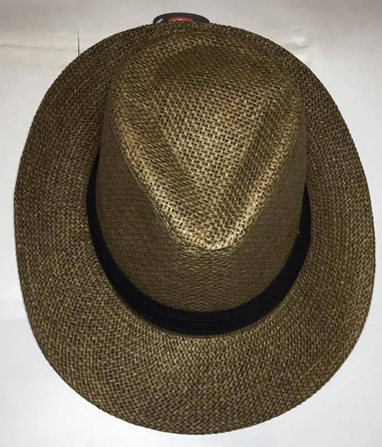 Women Men Brown Fedora Trilby Gangster Cap Summer Beach Sun Straw Panama Hat Bow