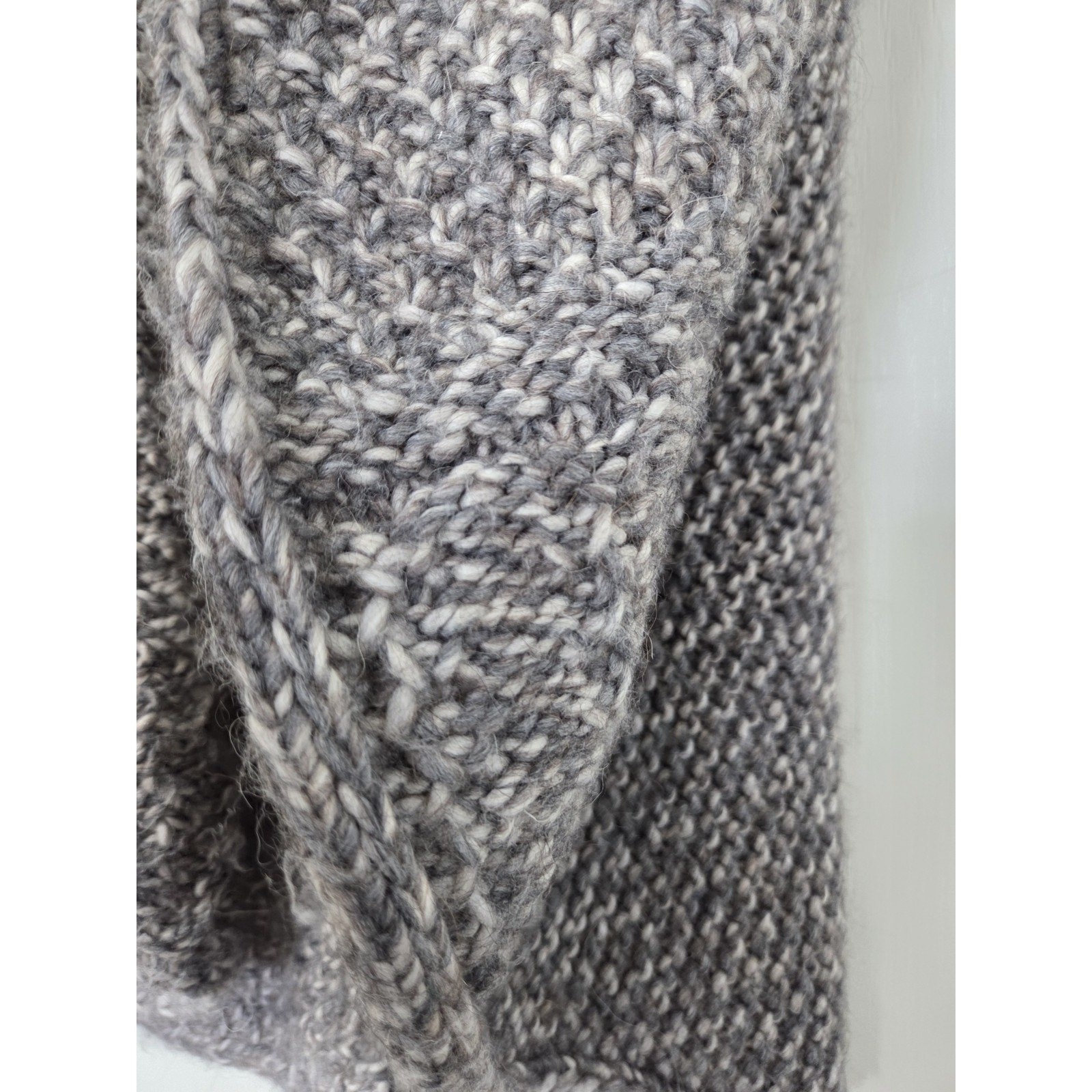 Elsamanda Wool Alpaca Gray Open Draped Chunky Cardigan Sweater Italy, Medium