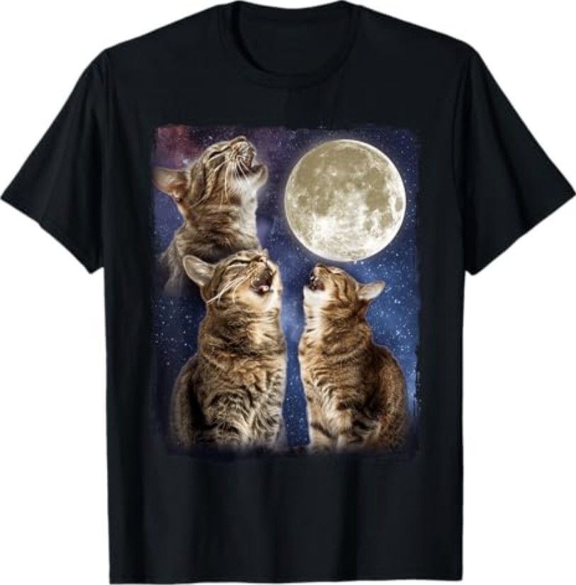 Cat Howling At Moon T-Shirt