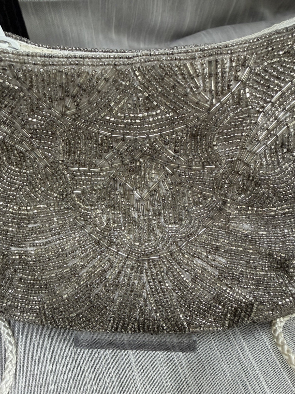 Vintage Bechamel Beaded Silver Small Bag Prom Formal 7”W 5”T
