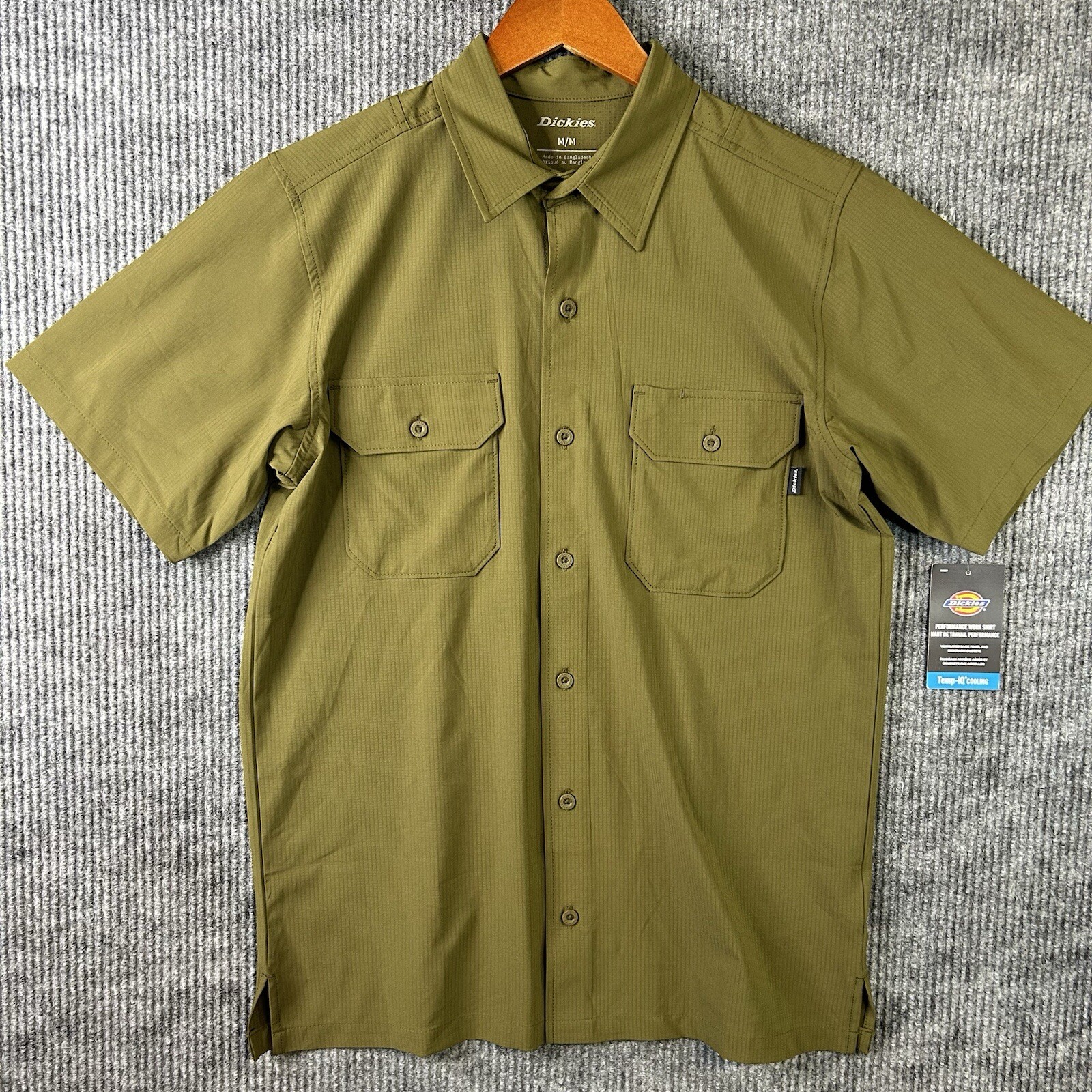 Dickies Button Shirt Mens Medium Temp IQ Green Performance Work