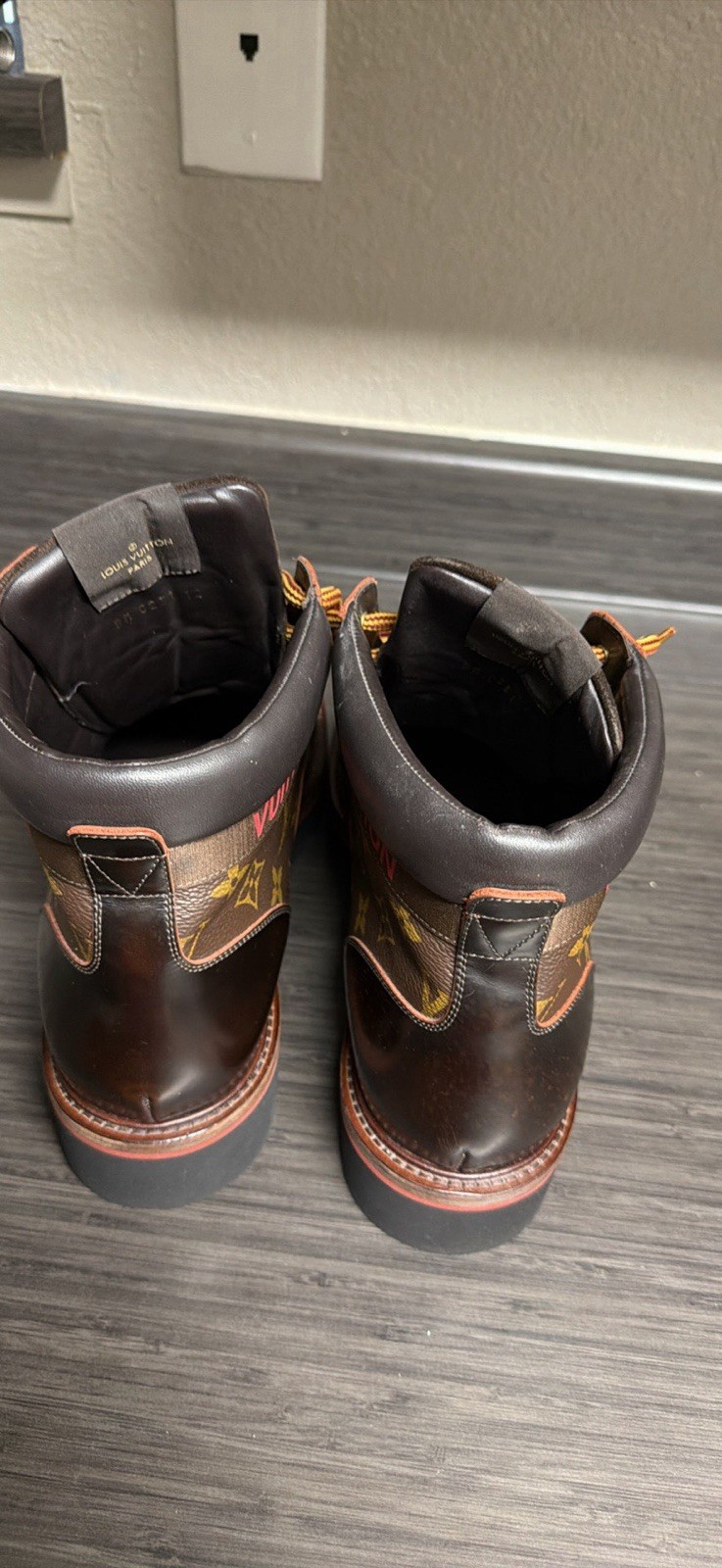Louis Vuitton Men’s Brown Leather Monogram Lace-Up Ankle Boots Sz 13 M