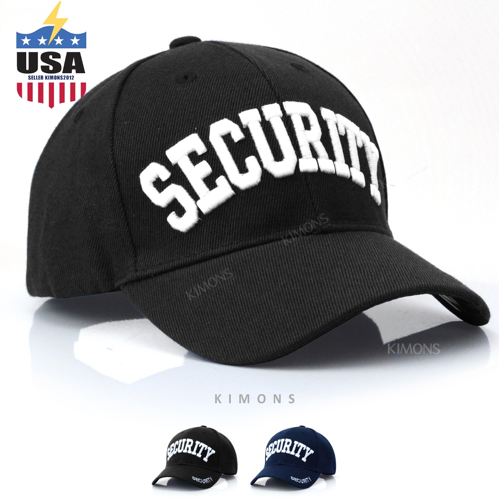 Security Baseball Cap Hat Officer Guard Adjustable Black Embroidered SC-1