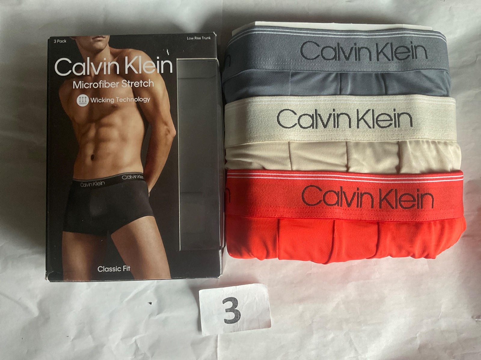 Calvin Klein 3 Pack Microfiber Stretch Low Rise Trunk New Men Black Tan Blue