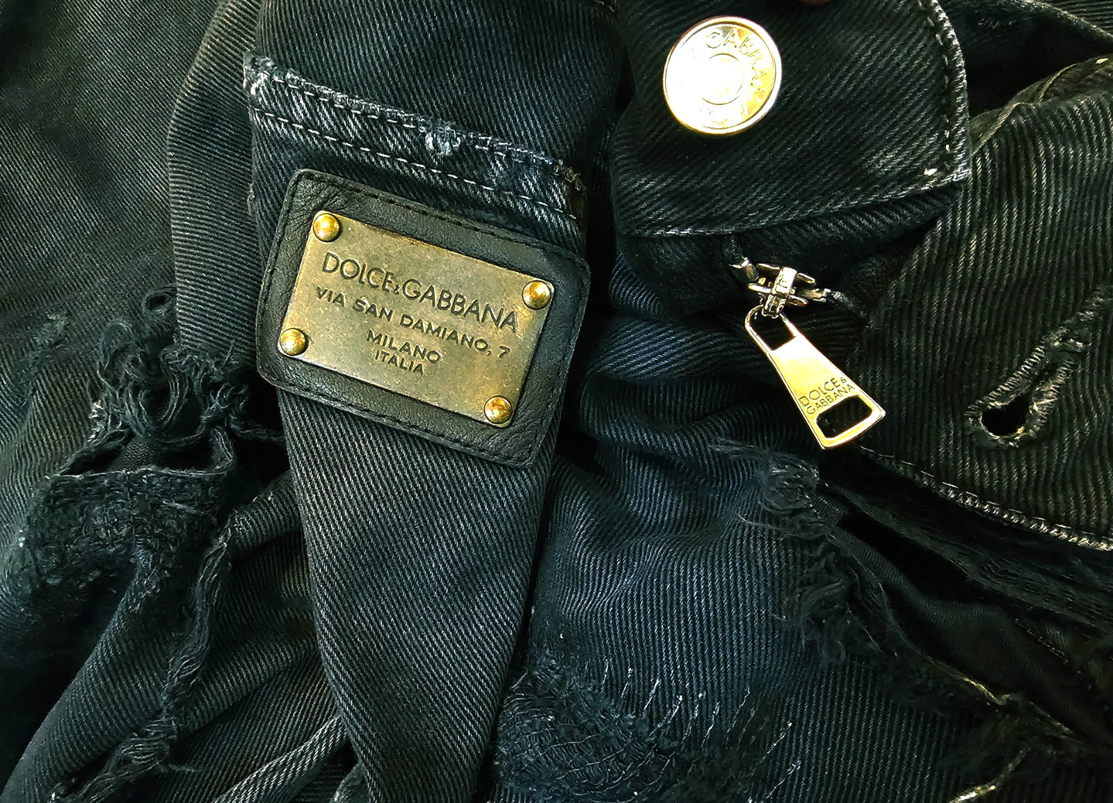 *HOT ITALY Men’s D&G DOLCE GABBANA 12 TAPERED DISTRESS BLACK Jeans 52 or 34 x34